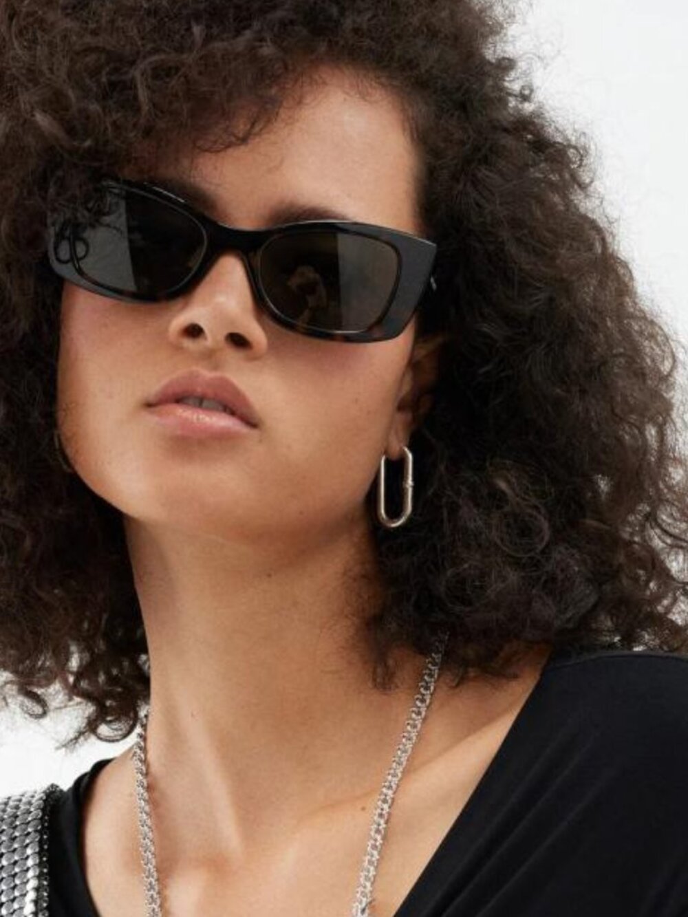 Saint Laurent SL593 002 Sunglasses Havana Cat Eye Frame, Grey Lenses